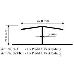 H-Profil 15-19mm für Verkleidungsprofil (a 6,00 Meter) Nr. 023