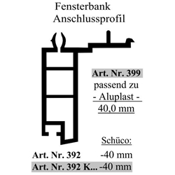 Fensterbankanschlußprofil System Schüco 40mm weiß (a 6,00 Meter) Nr. 392