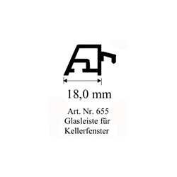Glasleiste für Kellerfenster weiß 15x18mm (a 6,00 Meter) Nr. 655