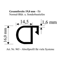 Abrollprofil weiß 19mm für verschiedene Systeme (a 6,00 Meter) Nr. 965