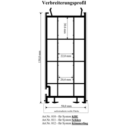 Verbreiterungsprofil Schüco 58x130mm weiß (a 6,5 Meter) Nr. 811