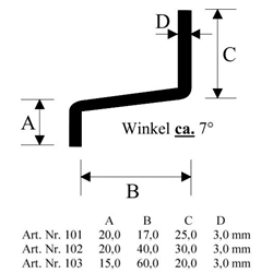 Z-Profil weiß 20x40x30x3mm (a 6,00 Meter) Nr. 102