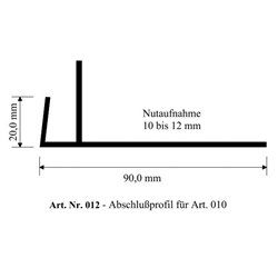 F-Abschlussprofil Nut 10-12mm weiß (a 6,00 Meter) Nr. 012