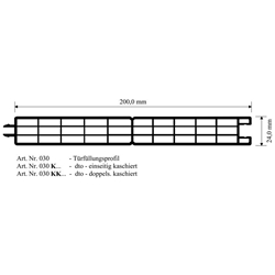 Türfüllungsprofil weiß 200x24mm (a 6,00 Meter) Nr. 030