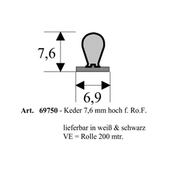 Keder 7,6mm hoch für ROFÜ, schwarz (a 200 Meter) Nr. 69750 s