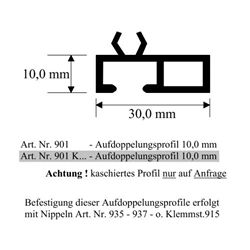Aufdoppelungsprofil 30x10mm für Rollladenführung (a 6,00 Meter) Nr. 901