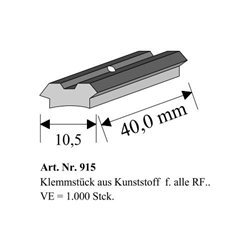 Klemmstück 10,5x40mm für Rollladenführung und Verkleidungsprofil Nr. 264 / 265 (a 1000 Stück) Nr. 915 aus Kunststoff