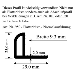 Flatterleiste einfach 29mm braun (a 6 Meter) Nr. 950 b