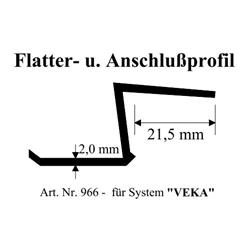 Aufnahmeprofil weiß für Roka-D Veka (a 6,5 Meter) Nr. 966