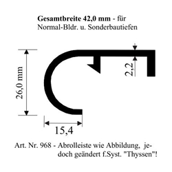 Abrollprofil weiß 42mm System Thyssen (a 6 Meter) Nr. 968