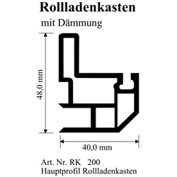 Hauptprofil weiß für Rollladenkasten (a 6,5 Meter) Nr. RK 200