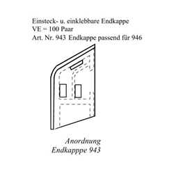 Endkappe braun für Wetterschenkel 946 (a 100 Paar) Nr. 943 b