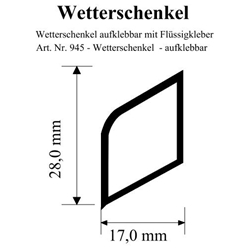 Wetterschenkel weiß, 17mm aufklebbar (a 6,00 Meter) Nr. 945