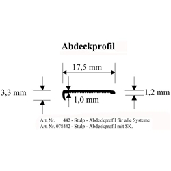 Stulp-Abdeckprofil 17,5mm für alle Systeme, weiß (a 6,00 Meter) Nr. 442