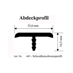 Schwalbenschwanzprofil 35x16,5mm (a 6 Meter) Nr. 445