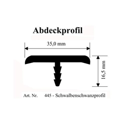 Schwalbenschwanzprofil 35x16,5mm (a 6,00 Meter) Nr. 445