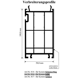 Verbreiterungsprofil Schüco 58x100mm weiß (a 6,00 Meter) Nr. 817