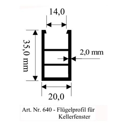 Flügelprofil Kellerfenster braun 20x35mm (a 6,00 Meter) Nr. 640 b