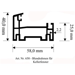 Blendrahmen Kellerfenster braun 58x42mm (a 6,00 Meter) Nr. 650 b