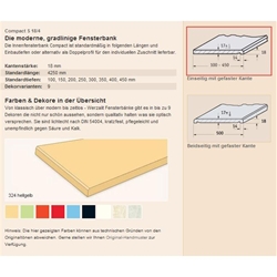 Werzalit Fensterbank-Compact (Fixmaß) 18/300 Dunkelgrau, Perlstruktur Nr. 17.634.420