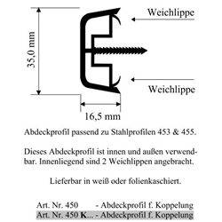 Abdeckprofil für Koppelung Titanium HMP 436 7049 Cool Color, (a 6,5 Meter) Nr. 450 K 436 7049