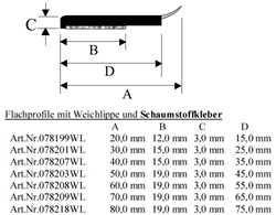 Flachprofil 40x3mm mit SK & WL, Anthrazitgrau, 70 1605-167 (a 6,00 Meter) Nr. 078207 WL K 1605