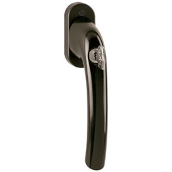 Hoppe Fenstergriff Tokyo 0710S/U26 37mm Stift F8707 braun Secu100 abschließbar H001, mit Schrauben M5x50mm, Schließungsnr. H001-EW Nr. 2947169