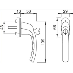 Hoppe Fenstergriff Tokyo 0710S/U26 45mm Stift F9016 weiß 2W/153 abschließbar, mit Schrauben M5x55mm, Schließungsnr. 2W153-EW Nr. 1917697