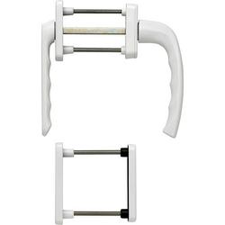 Hoppe Balkon-/Fenstertür-Griffgarnitur, PZ, New York 099KH/961N/U10/0810/962NS/PNS (flach), Alu, F9016 verkehrsweiß, mit Stütznocken, Ø 10mm, verdeckt verschraubt, mit Schrauben, TS 73-83mm Nr. 3354681