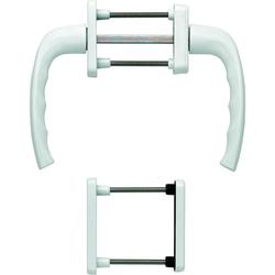 Hoppe Balkon-/Fenstertür-Griffgarnitur, PZ, New York 0810/961N/U10/0810/962NS/PNS, Alu, F9016 verkehrsweiß, mit Stütznocken, Ø 10mm, verdeckt verschraubt, mit Schrauben, TS 73-83mm Nr. 3354470