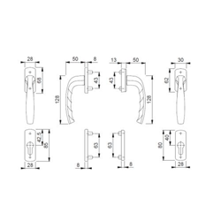 Hoppe Balkon-/Fenstertür-Griffgarnitur, PZ, New York 0810/961N/U10/0810/962NS/PNS, Alu, F9016 verkehrsweiß, mit Stütznocken, Ø 10mm, verdeckt verschraubt, mit Schrauben, TS 73-83mm Nr. 3354470