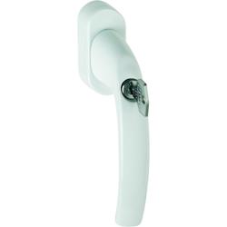 Hoppe Fenstergriff Atlanta 0530S/US952 Secu100 + Secustik F9016 Verkehrsweiß, 20-30mm Stift, längenvariabel, abschließbar mit Schrauben M5x35/40mm, Schließungsnr. H001-EW Nr. 10764039