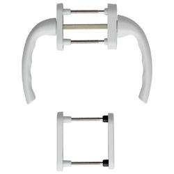 Hoppe Balkon-/Fenstertür-Griffgarnitur, PZ, Tôkyô 0710RH/66N/U26/0710/66NS/49PNS (runder Hals), Alu, F9016 verkehrsweiß, mit Stütznocken, Ø 10mm, verdeckt verschraubt, mit Schrauben, TS 78-83mm Nr. 3217328