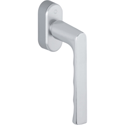 Hoppe Fenstergriff, mit ovaler Rosette, SecuForte®, Hamburg 0700/UD9020, F1 naturfarbig, mit Arretierung, VK7, Stift 32-42mm, längenvariabel, mit Stütznocken, Nocken Ø 10mm, mit Schrauben M5X45/50mm Nr. 11696370