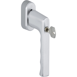 Hoppe Fenstergriff, mit ovaler Rosette, SecuForte®, Hamburg 0700S/UD9020, F1 naturfarbig, mit Arretierung, VK7, Stift 32-42mm, längenvariabel, abschließbar, mit Stütznocken, Nocken Ø 10mm, mit Schrauben M5X45/50mm, Schließungsnr. 4W-1130 Nr. 11712260