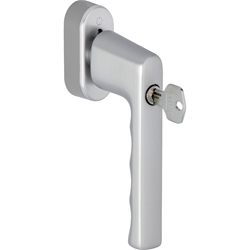 Hoppe Fenstergriff, mit ovaler Rosette, SecuForte®, Hamburg 0700S/UD9020, F31-1 edelstahloptik matt, mit Arretierung, VK7, Stift 32-42mm, längenvariabel, abschließbar, mit Stütznocken, Nocken Ø 10mm, mit Schrauben M5X45/50mm, Schließungsnr. 4W-1130 Nr. 11712314