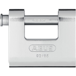 Abus Vorhangschloss,Monobloc 92/65 mit Stahlmantel, 2 Profilschlüssel, Messing massiv Gehäuseb. 66,5mm,Gehäuset. 28mm,H 58mm, gleichschließend, 8511 Nr. 30610