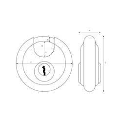 Abus Vorhangschloss,Diskus 20/70 2 Stiftschlüssel, edelstahl Gehäuseb. 70mm,Gehäuset. 30mm,H 70mm, gleichschließend Nr. 08856