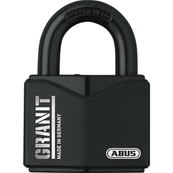 Abus Vorhangschloss,Granit 37/55 2 Stiftschlüssel, Spezialstahl gehärtet schwarz Gehäuseb. 62,5mm,Gehäuset. 30mm,H 84mm, gleichschließend Nr. 00839
