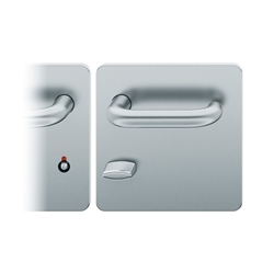 FSB AGL® OT-Drückergarnitur, Breitschild, WC Schauscheibe/Notentriegelung, E78, 72 1146, DIN Links, Klasse 4, Edelstahl fein matt, mit Stütznocken, Vierkant 8mm, TS 39-48mm Nr. 0 72 1146 04054 6204
