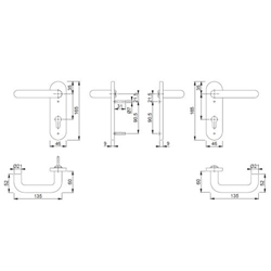 Hoppe PT-Schutz-Wechselgarnitur, oval, PZ, 8/92, DIN Links-Rechts, ALU Luxembourg 86G/3358/3357N/1500, natur matt eloxiert Schmalschild, TS 57-62mm Nr. 8054140