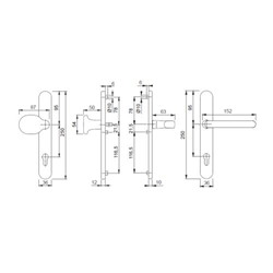 Hoppe PT-Schutz-Wechselgarnitur, oval, PZ, 8/92, DIN Links-Rechts, ALU Luxembourg 86G/3358/3357N/1500, verkehrsweiß besch. Schmalschild, TS 57-62mm Nr. 8054215