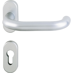 Hoppe PT-Drücker-Halbgarnitur, ohne Schlüsselrosette, oval, VK8, DIN Links-Rechts, Aluminium Paris 138GF/55, natur matt, eloxiert verdeckt verschraubt, ohne Stütznocken Nr. 654826