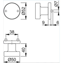 Hoppe Knopf fest auf Rosette (paarweise) 58/42KV SST F1 Alu Natur Nr. 10783512