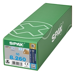 SPAX Schraube 8.0x260mm Edelstahl A2 Senkmultikopf TX (T-STAR plus) T40 Teilgewinde 4CUT 50 ST Nr. 0197000802605