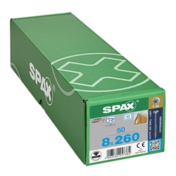 SPAX Schraube 8.0x260mm Edelstahl A2 Senkmultikopf TX (T-STAR plus) T40 Teilgewinde 4CUT 50 ST Nr. 0197000802605