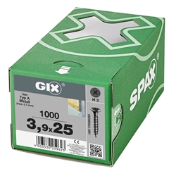 SPAX Schraube GIX-A 3.9x25mm Trompetenkopf H2 Feingewinde phosphatiert 1000ST Nr. 1091170390255