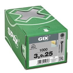 SPAX Schraube GIX-A 3.9x25mm Trompetenkopf H2 Feingewinde phosphatiert 1000ST Nr. 1091170390255