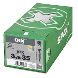 SPAX Schraube GIX-A 3.9x35mm Trompetenkopf H2 Feingewinde phosphatiert 1000ST Nr. 1091170390355