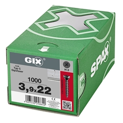 SPAX Schraube GIX-C 3.9x22mm Senkkopf Fräsrippen H2 HILO-Gewinde phosphatiert 1000ST Nr. 1791170390225